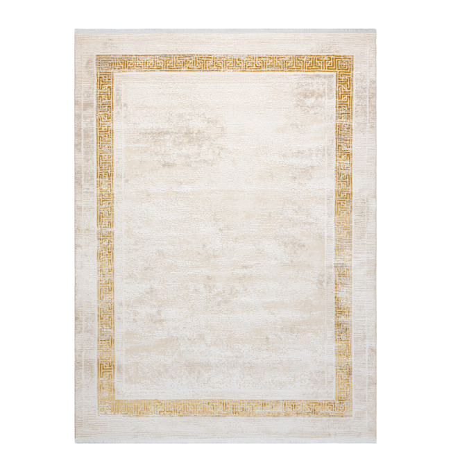 Koberec DUKE 51524 krémový / zlatý, rám / řecký / třásně