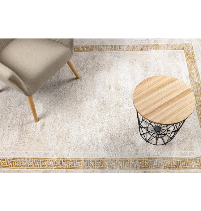 Koberec DUKE 51524 krémový / zlatý, rám / řecký / třásně