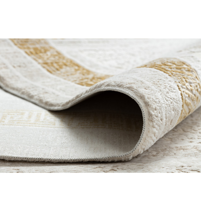 Koberec DUKE 51524 krémový / zlatý, rám / řecký / třásně