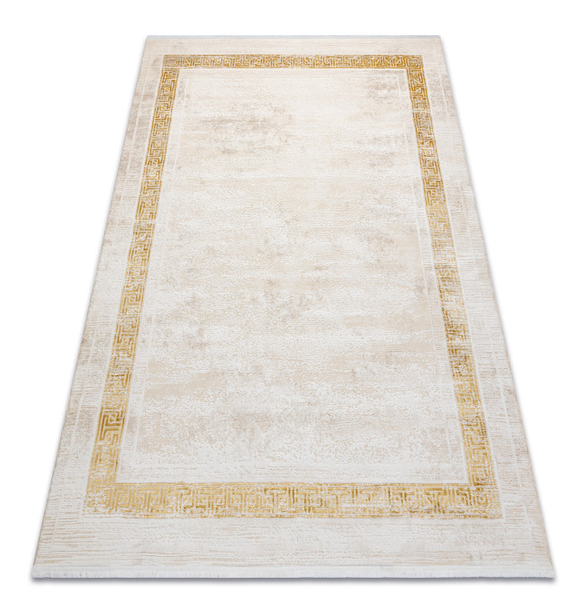 Koberec DUKE 51524 krémový / zlatý, rám / řecký / třásně