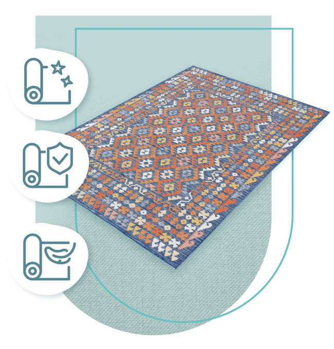 Oboustranný koberec Echo Aztec Navy