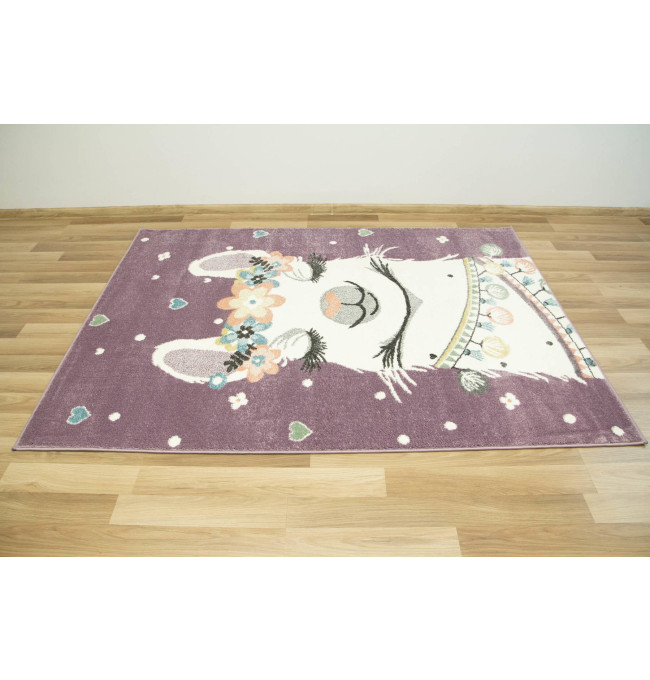 Dětský koberec Lima C882B Lama fialový / krémový
