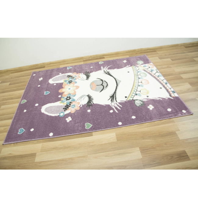 Dětský koberec Lima C882B Lama fialový / krémový