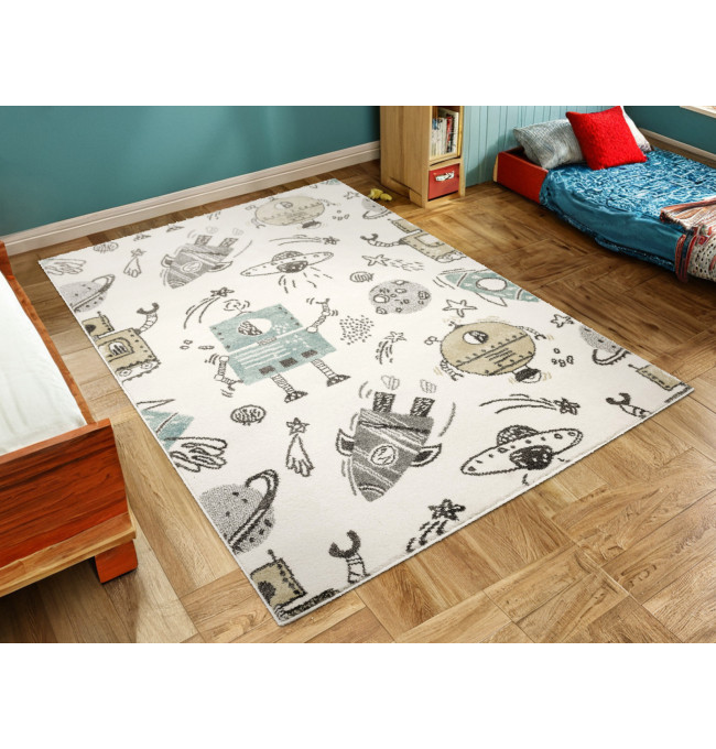 Koberec Lima G931A roboty, krémový / pastelově tyrkysový