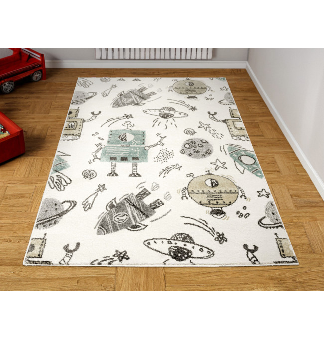 Koberec Lima G931A roboty, krémový / pastelově tyrkysový