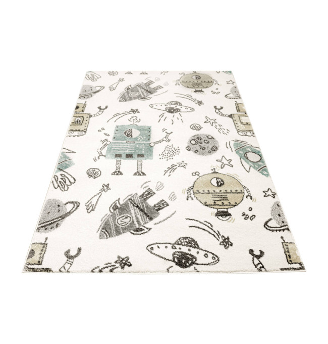 Koberec Lima G931A roboty, krémový / pastelově tyrkysový