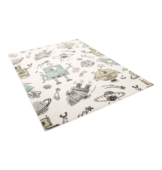 Koberec Lima G931A roboty, krémový / pastelově tyrkysový