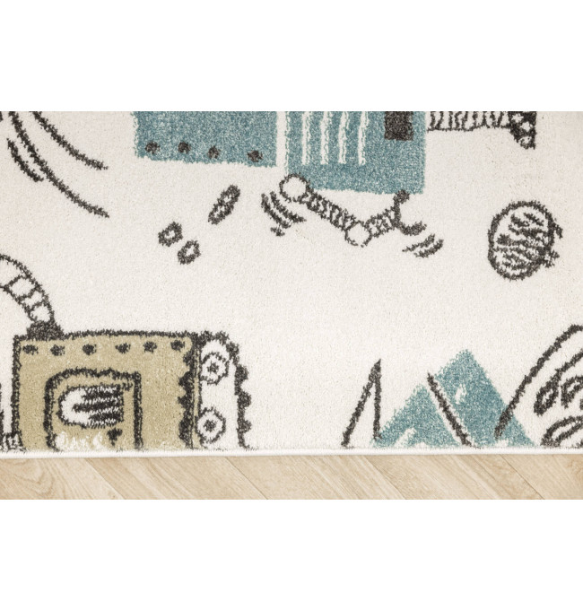 Koberec Lima G931A roboty, krémový / pastelově tyrkysový