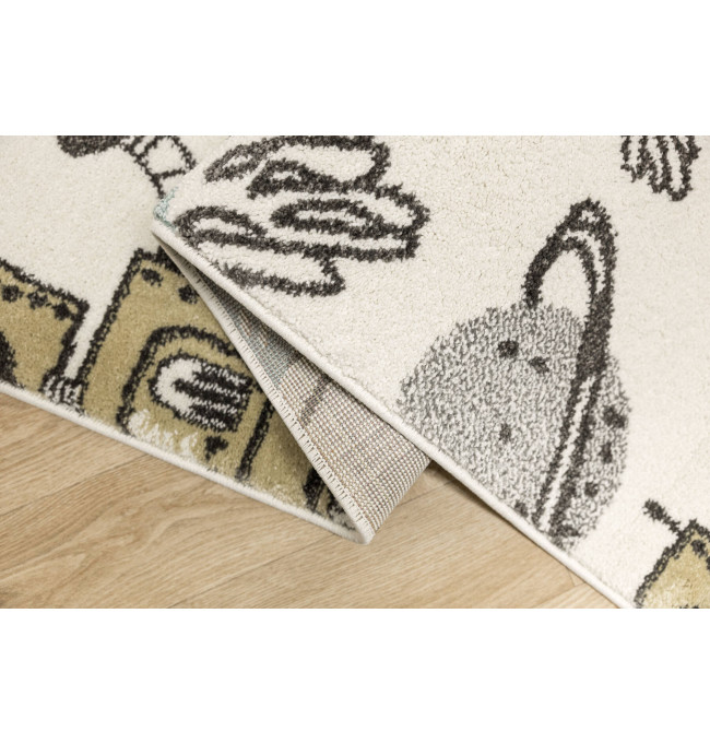 Koberec Lima G931A roboty, krémový / pastelově tyrkysový