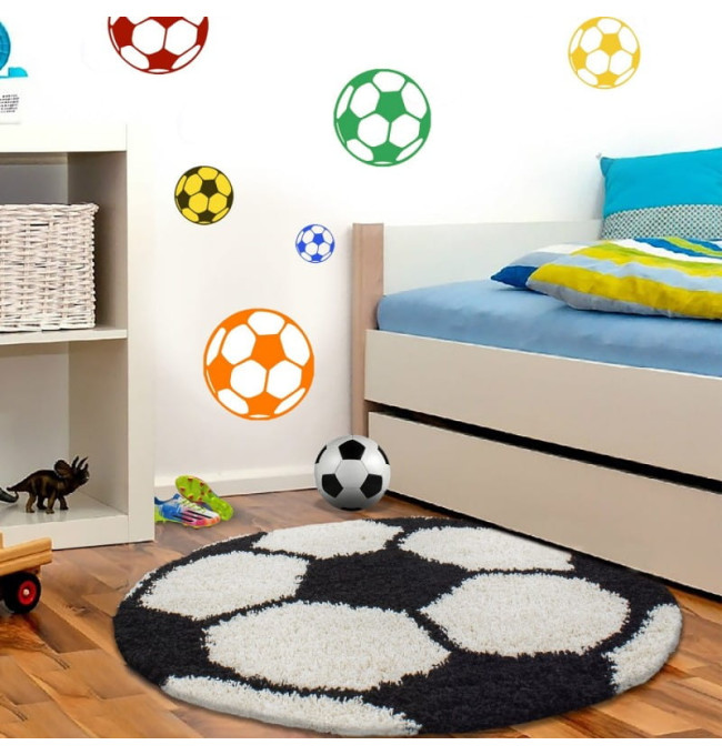 Dětský koberec Fun míč, černý / krémový kruh