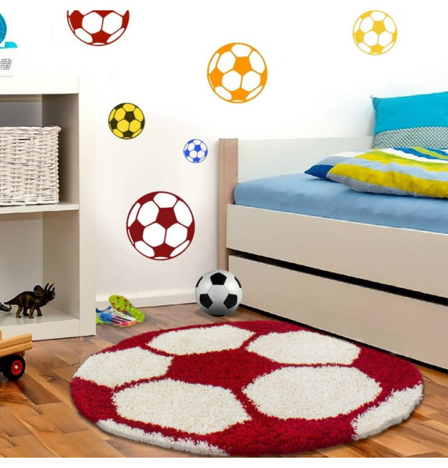 Dětský koberec Fun míč, krémový / červený kruh