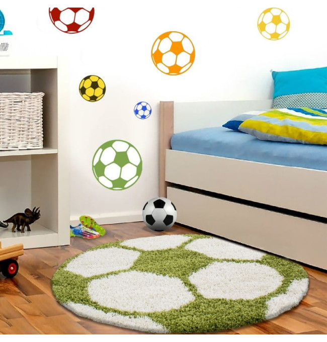 Dětský koberec Fun míč, krémový / zelený kruh