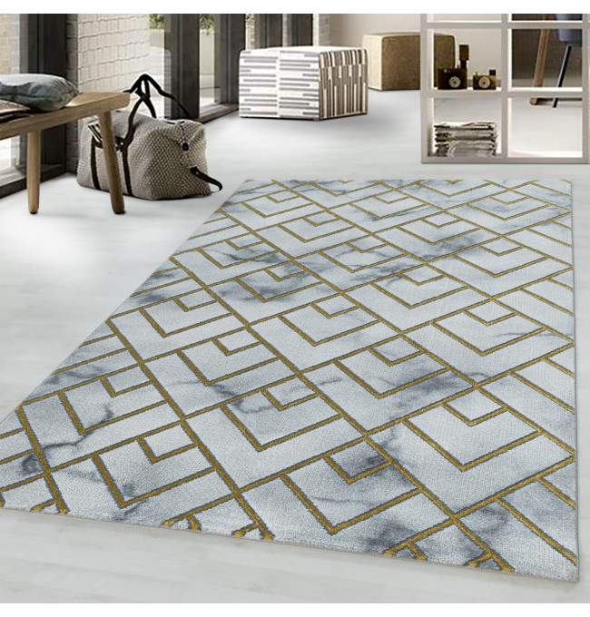 Koberec Naxos mozaika šedě zlatý