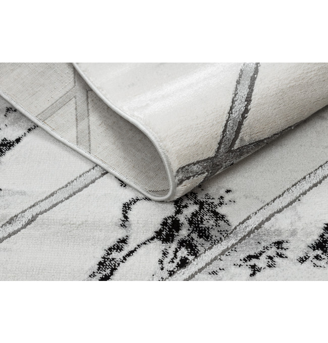 Koberec EMERALD exkluzivní 0085 glamour, styl marmur, geometrický bílý / stříbrný