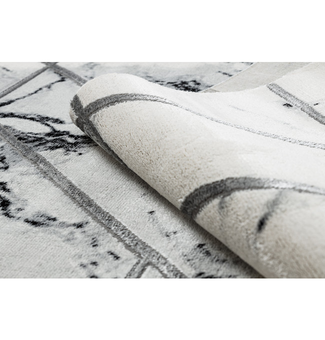 Koberec EMERALD exkluzivní 0085 glamour, styl marmur, geometrický bílý / stříbrný