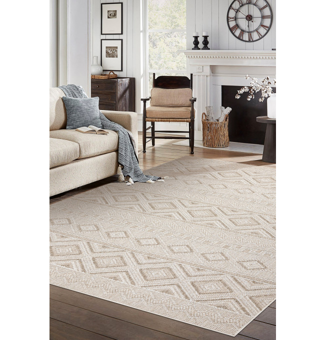 Koberec JERSEY 19234 béžový, kosočtverce BOHO