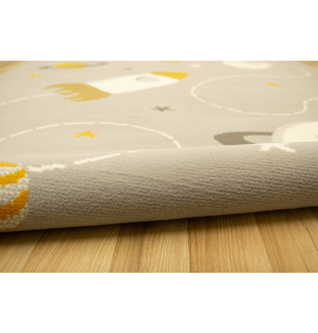 Dětský koberec Kids 534547/89945 Mouse, šedý/hořčicový, vesmír