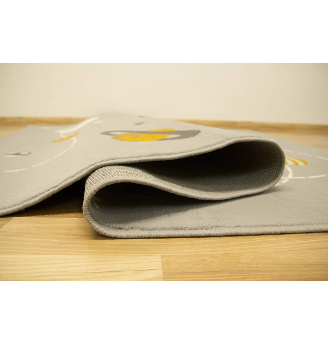Dětský koberec Kids 534547/89945 Mouse, šedý/hořčicový, vesmír