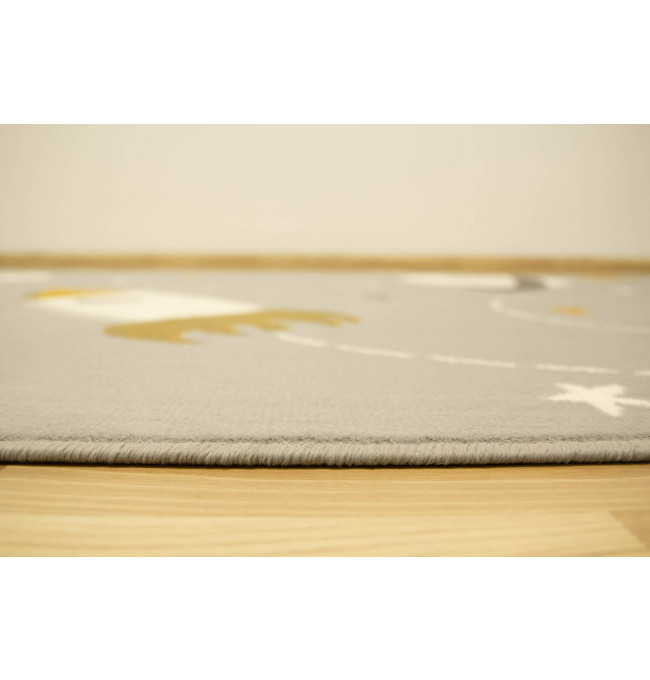 Dětský koberec Kids 534547/89945 Mouse, šedý/hořčicový, vesmír
