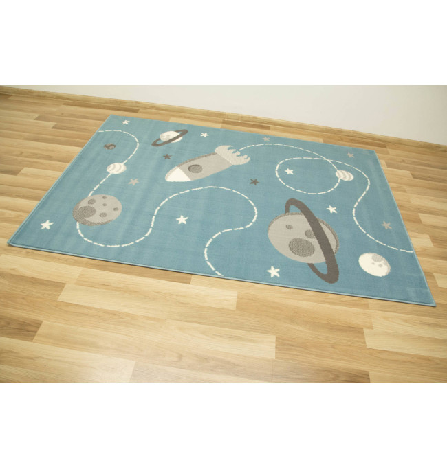 Dětský koberec Kids 534547/95822 Sky, světle modrý, vesmír