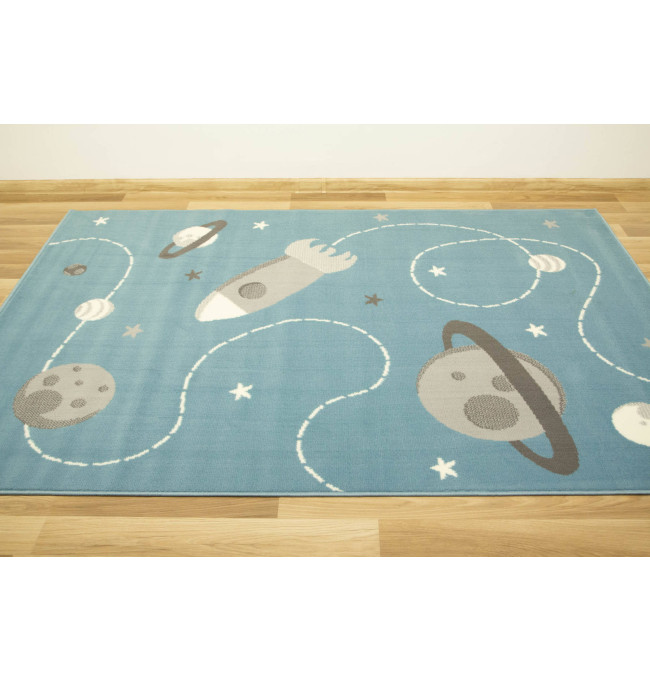 Dětský koberec Kids 534547/95822 Sky, světle modrý, vesmír