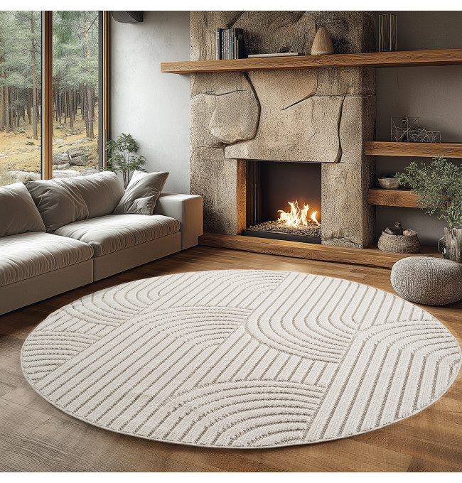 Koberec Helix geometrický, krémový kruh