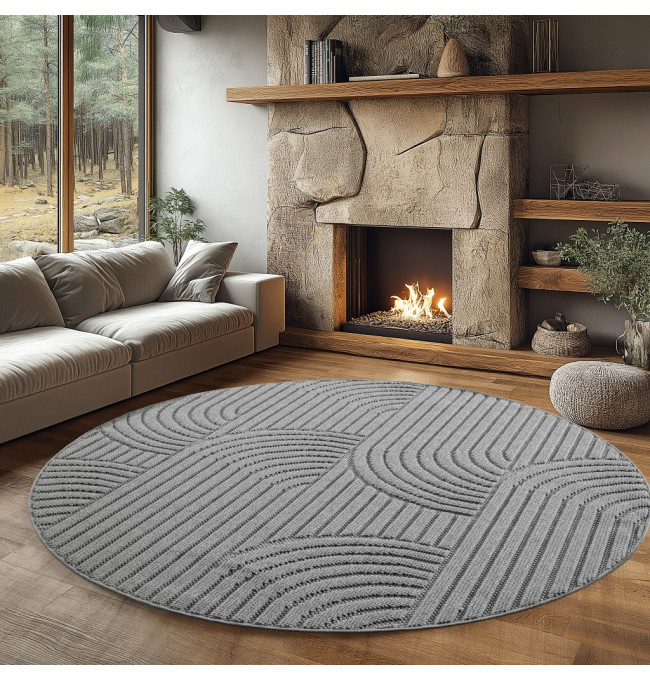 Koberec Helix geometrický, šedý kruh