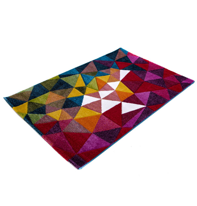 Koberec Folk 3D trojúhelníky multikolor