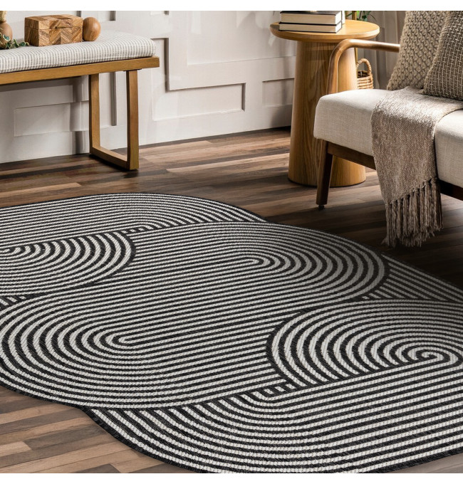 Koberec ORGANIC 1835 geometrický, černý / šedý