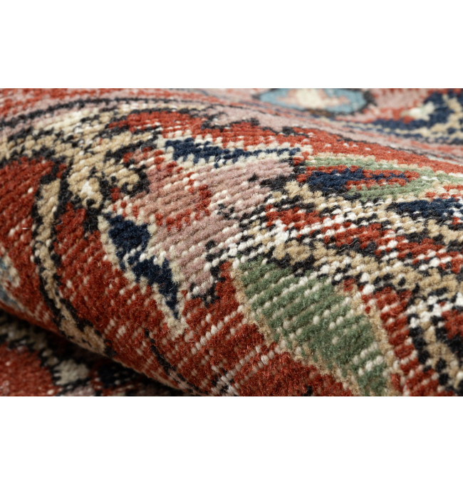 Ručně tkaný vlněný koberec Vintage 10181 rám / květiny, cihlový / zelený