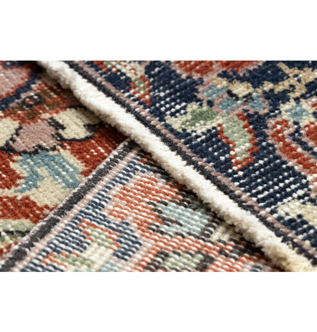 Ručně tkaný vlněný koberec Vintage 10181 rám / květiny, cihlový / zelený