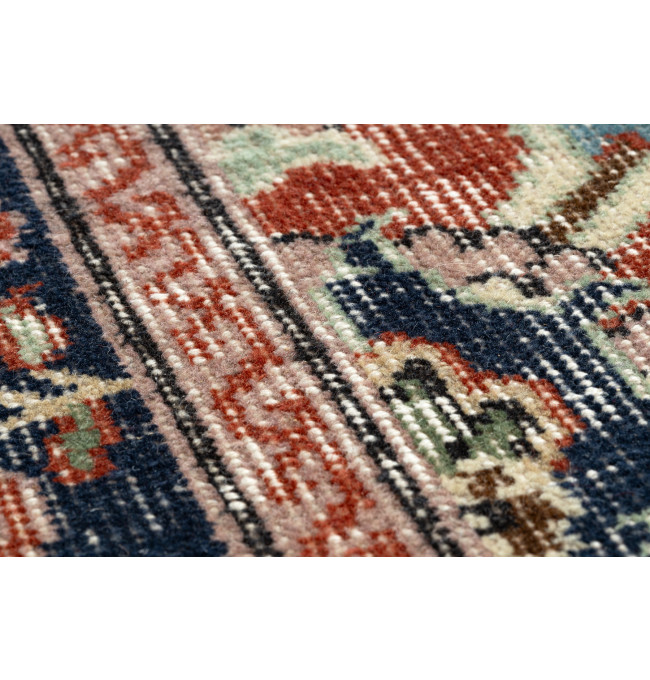 Ručně tkaný vlněný koberec Vintage 10181 rám / květiny, cihlový / zelený