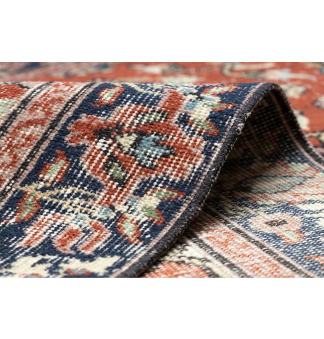 Ručně tkaný vlněný koberec Vintage 10181 rám / květiny, cihlový / zelený