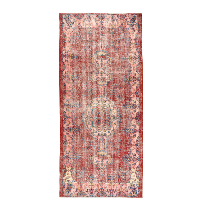 Ručně tkaný vlněný koberec Vintage 10251 ornament/květy, červený