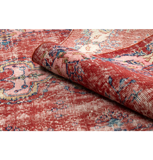 Ručně tkaný vlněný koberec Vintage 10251 ornament/květy, červený