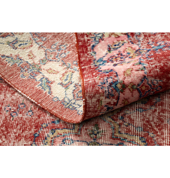 Ručně tkaný vlněný koberec Vintage 10251 ornament/květy, červený