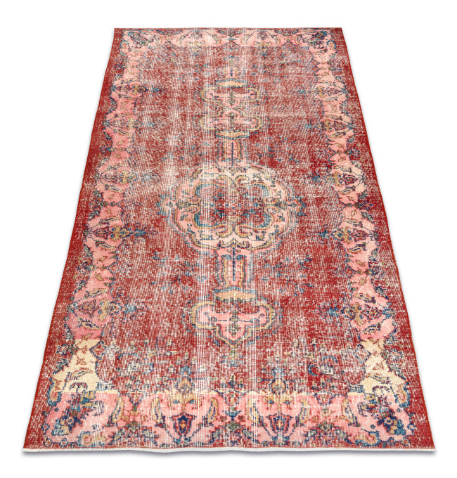 Ručně tkaný vlněný koberec Vintage 10251 ornament/květy, červený