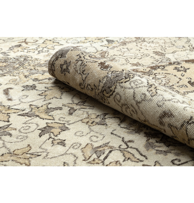 Ručně tkaný vlněný koberec Vintage 10311 rám / ornament, béžový