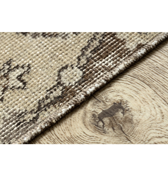 Ručně tkaný vlněný koberec Vintage 10311 rám / ornament, béžový