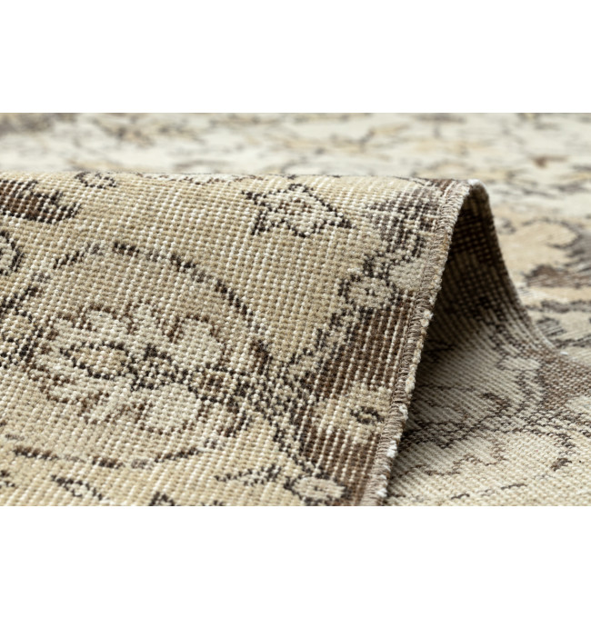 Ručně tkaný vlněný koberec Vintage 10311 rám / ornament, béžový