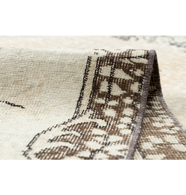 Ručně tkaný vlněný koberec Vintage 10313 ornament / květiny, béžový / zelený