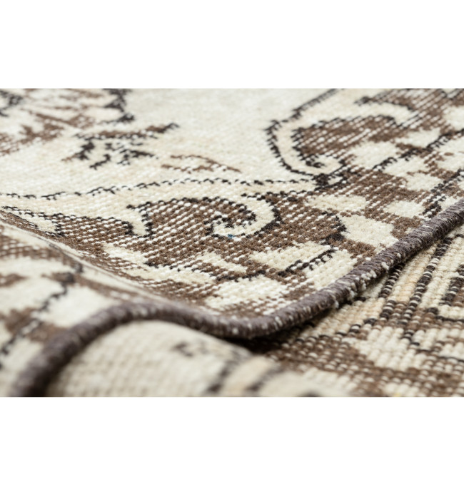 Ručně tkaný vlněný koberec Vintage 10313 ornament / květiny, béžový / zelený