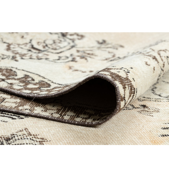 Ručně tkaný vlněný koberec Vintage 10313 ornament / květiny, béžový / zelený