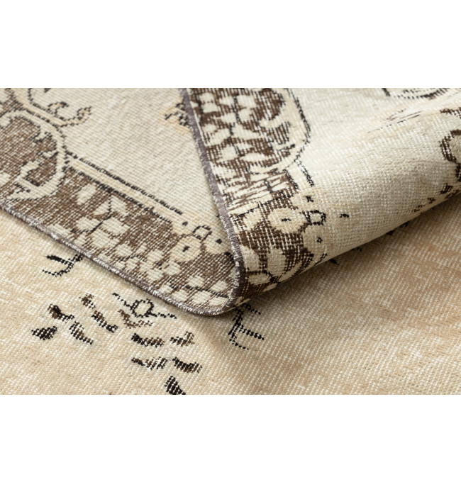 Ručně tkaný vlněný koberec Vintage 10313 ornament / květiny, béžový / zelený