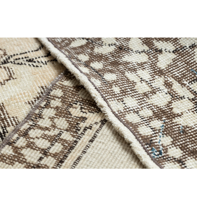 Ručně tkaný vlněný koberec Vintage 10313 ornament / květiny, béžový / zelený