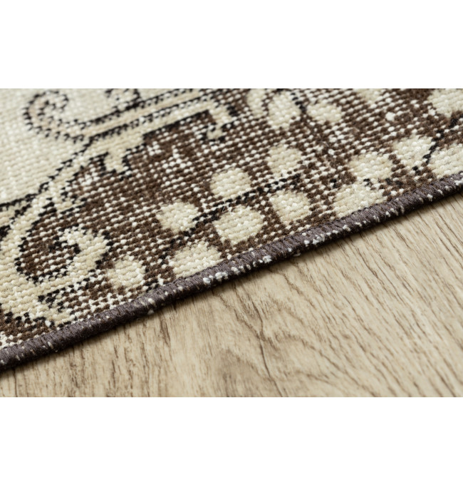 Ručně tkaný vlněný koberec Vintage 10313 ornament / květiny, béžový / zelený