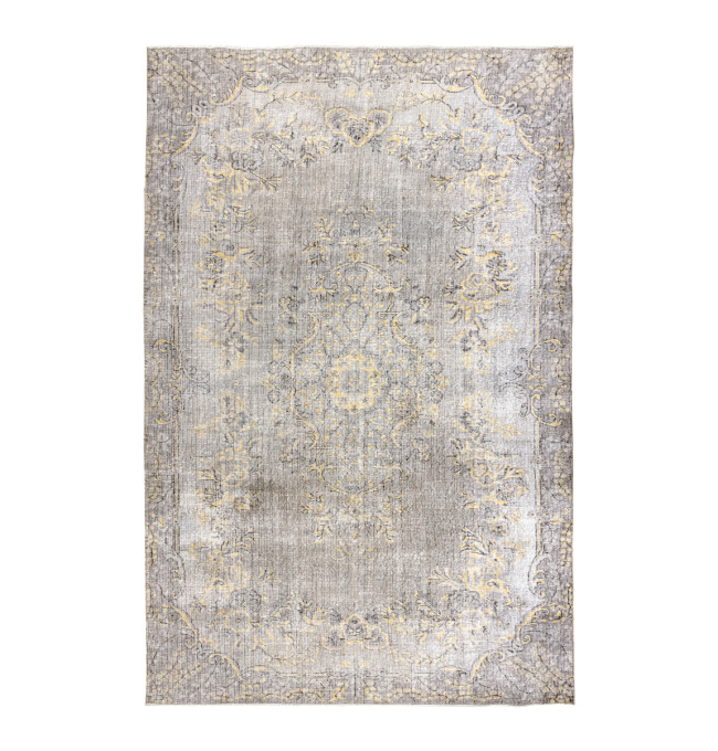 Ručně tkaný vlněný koberec Vintage 10432 rám / ornament, béžový / žlutý