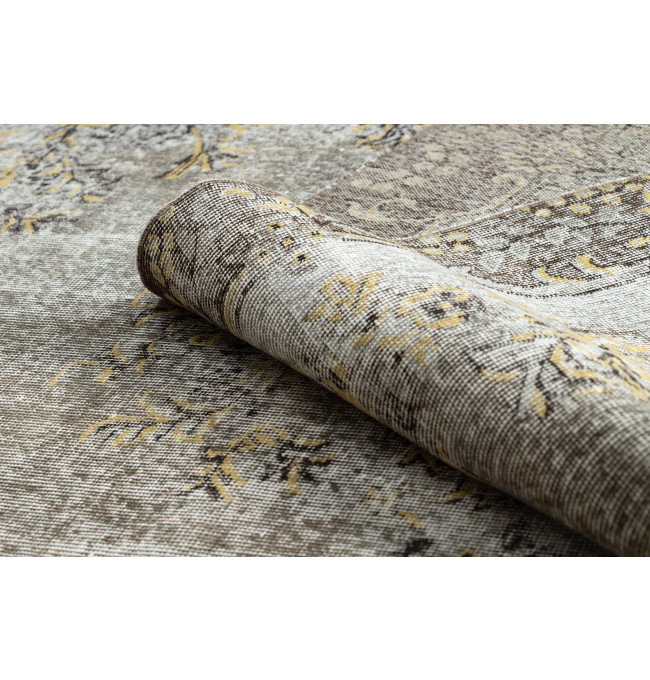 Ručně tkaný vlněný koberec Vintage 10432 rám / ornament, béžový / žlutý