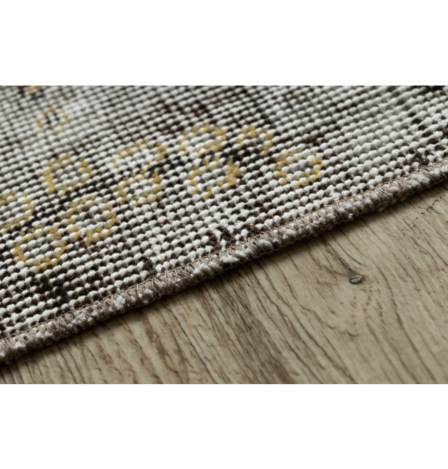 Ručně tkaný vlněný koberec Vintage 10432 rám / ornament, béžový / žlutý