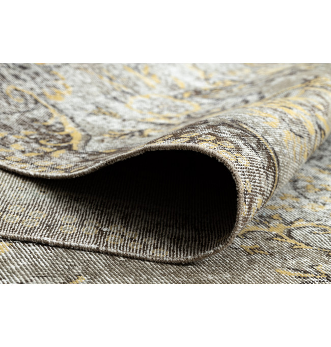 Ručně tkaný vlněný koberec Vintage 10432 rám / ornament, béžový / žlutý